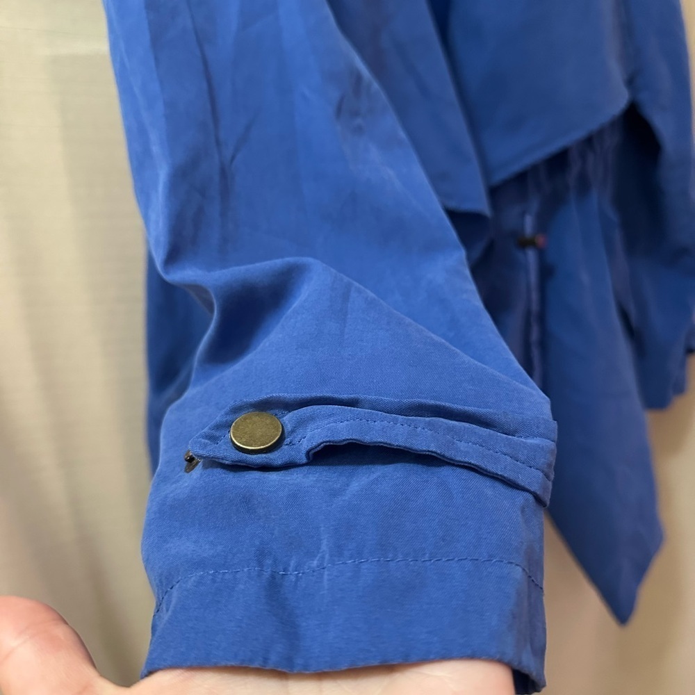 Christy & Co. Y2K Blue Waterfall Utility Jacket Open Front Drawstring Medium - Picture 6 of 8